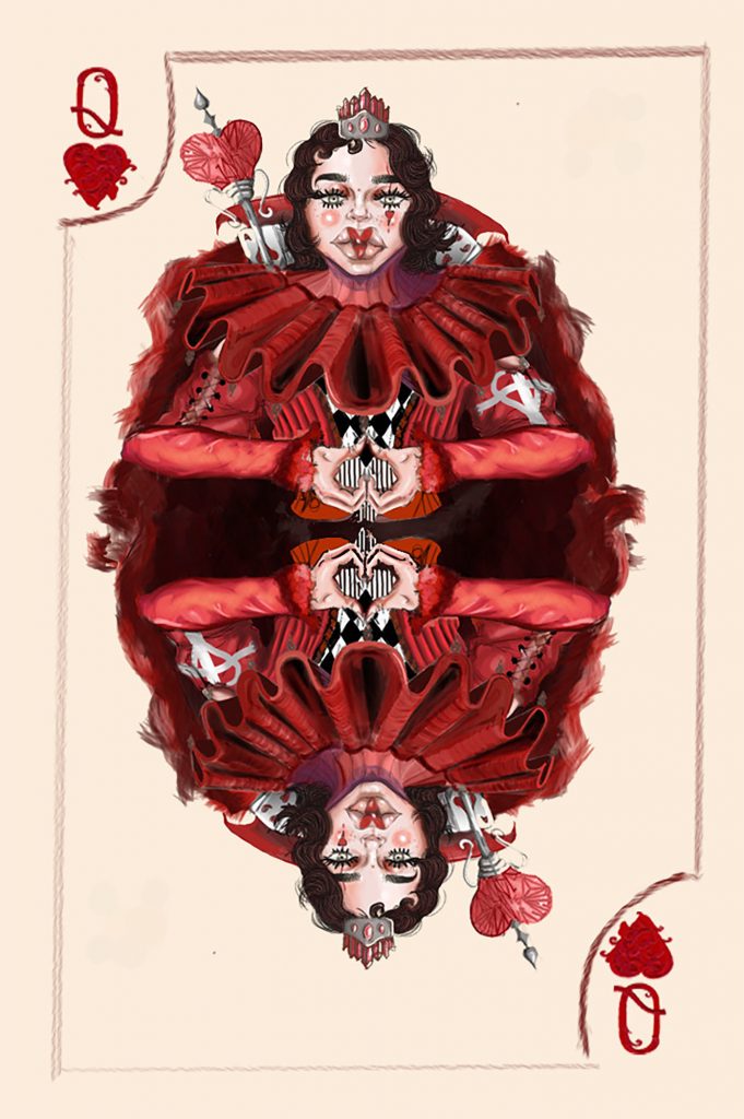 Queen of Hearts Card Illustration, 2020